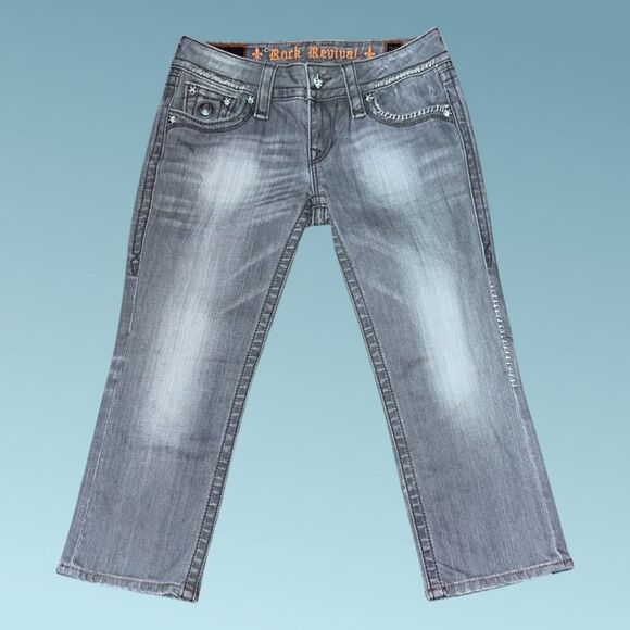 Rock Revival Low Rise Celine Capri Jeans Size 28” Waist Bag #3 - Picture 2 of 6